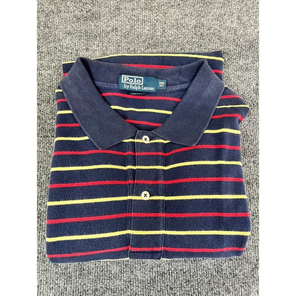 Polo Ralph Lauren Shirt Mens 2XB Big Blue Yellow Red Pony Preppy 2XL XXL - Picture 1 of 7